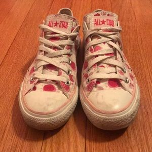 White with Pink Polka Dot Converse All Stars